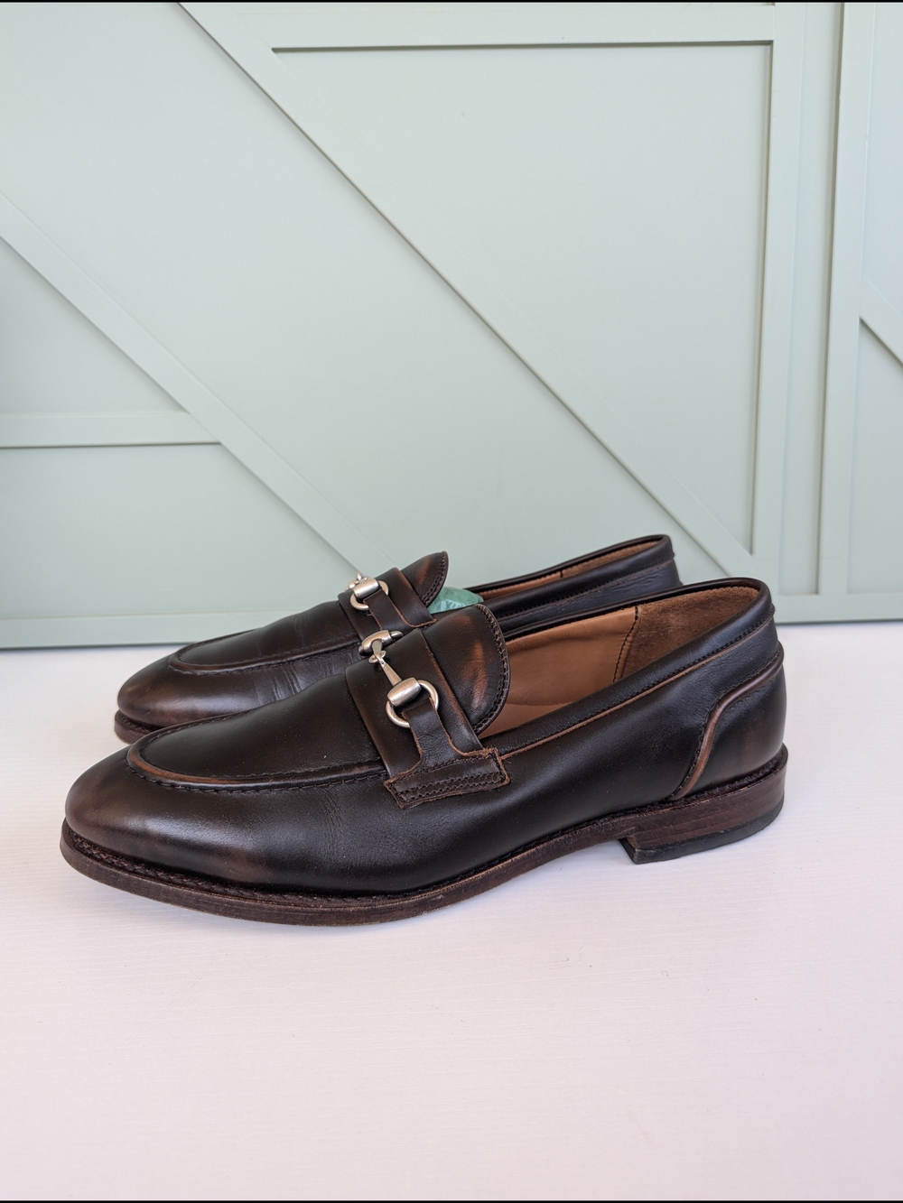 Allen Edmonds Brown Leather Bit Loafers with Silver Hardware - Picture 4 of 13